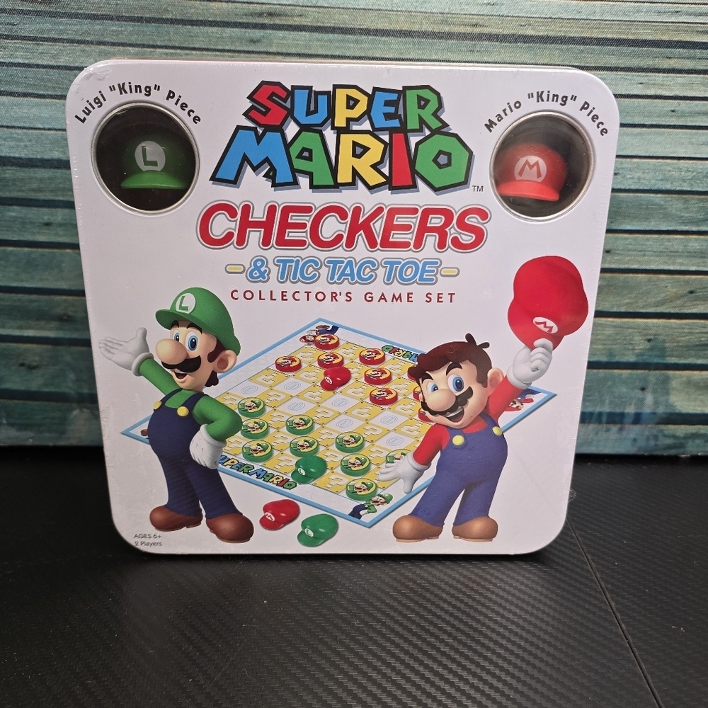 New Super Mario Checkers & Tic Tac Toe Collector's Game Set
